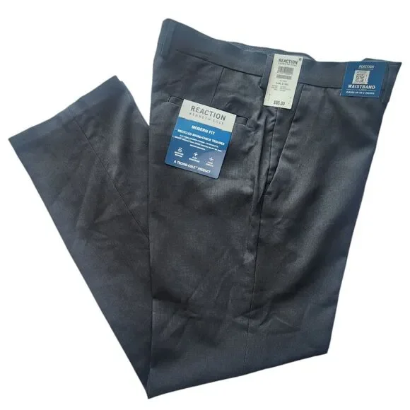 kenneth cole reaction men's modern fit micro check dress pants Shop Modern-Fit Stretch Trouser – Grey Check main image 0